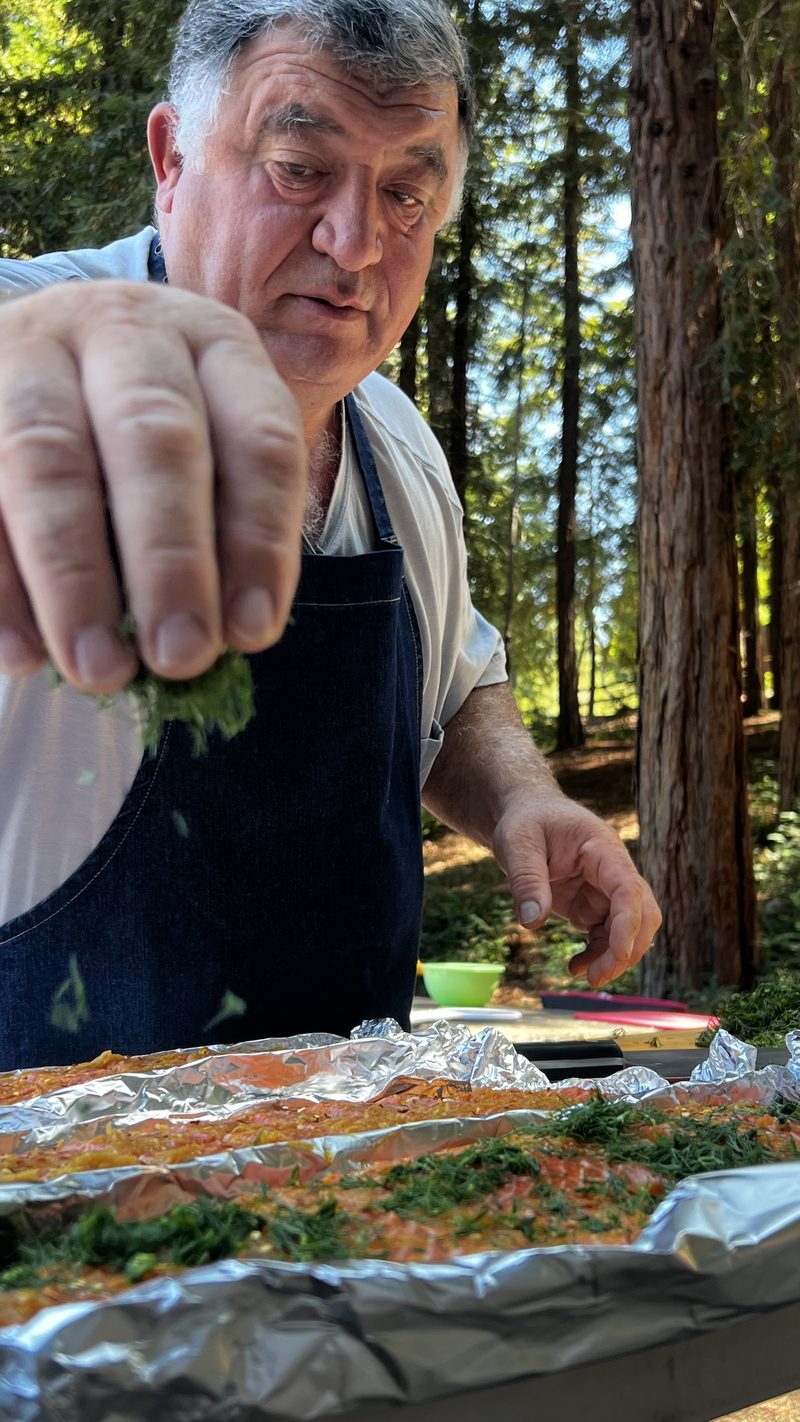 Koba finishing a dish
